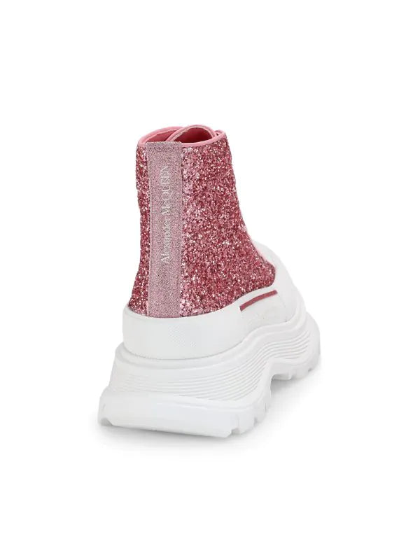 Alexander McQueen Glitter Treadslick Hightop Sneakers - Pink - HIGHSTREET.CO.ZA