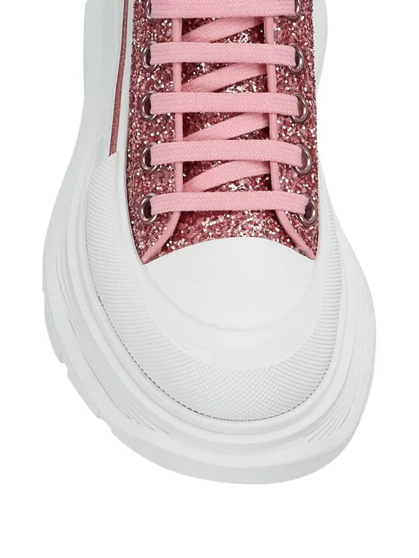 Alexander McQueen Glitter Treadslick Hightop Sneakers - Pink - HIGHSTREET.CO.ZA