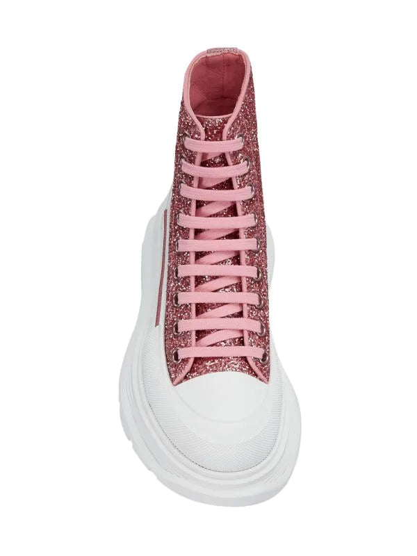 Alexander McQueen Glitter Treadslick Hightop Sneakers - Pink - HIGHSTREET.CO.ZA