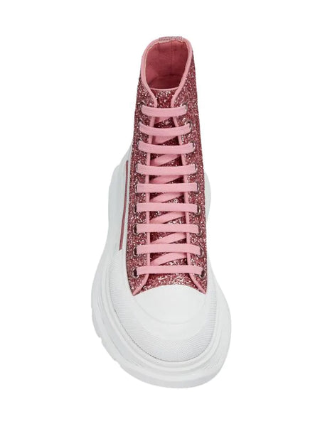 Alexander McQueen Glitter Treadslick Hightop Sneakers - Pink