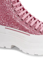 Alexander McQueen Glitter Treadslick Hightop Sneakers - Pink - HIGHSTREET.CO.ZA