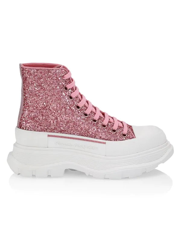 Alexander McQueen Glitter Treadslick Hightop Sneakers - Pink - HIGHSTREET.CO.ZA