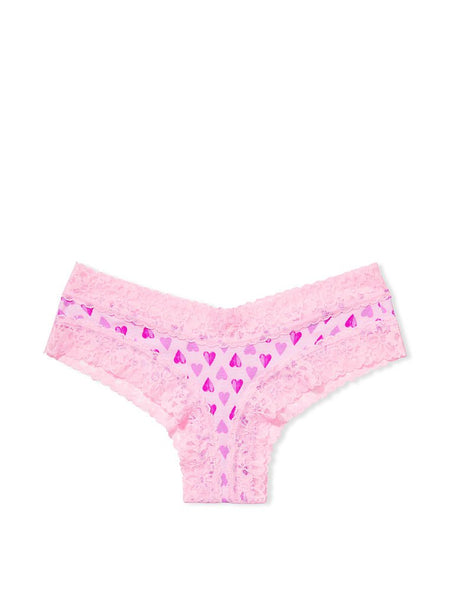 Victoria's Secret Lace Waist Cotton Cheeky Panty - Pink Flora
