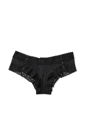 VICTORIA'S SECRET LACIE LACE-UP CHEEKY PANTY - BLACK