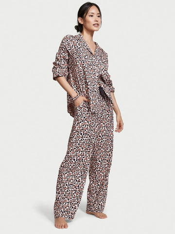 Victoria's Secret Flannel Long PJ Set - Countess Leopard