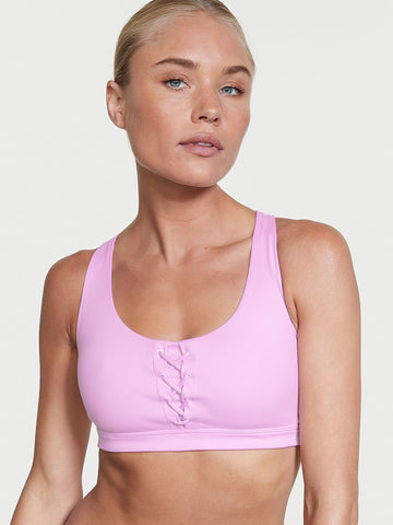 Victoria's Secret Strappy Back Lace Up Sport Bra - Violet Muse