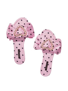 Victoria's Secret Embellished Satin Bow Slide - Pink Flora Dot