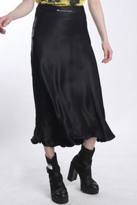 BLACK SATIN SKIRT