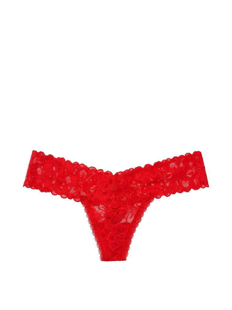 Victoria's Secret Floral Lace Thong Panty - Lipstick - HIGHSTREET.CO.ZA