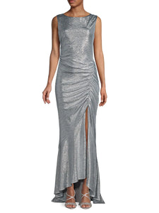 Calvin Klein Sequin Ruched High-Low Gown