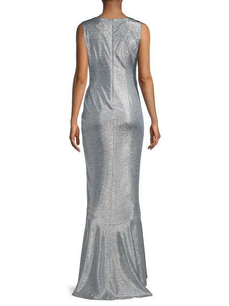 Calvin Klein Sequin Ruched High-Low Gown