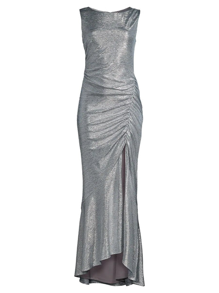 Calvin Klein Sequin Ruched High-Low Gown