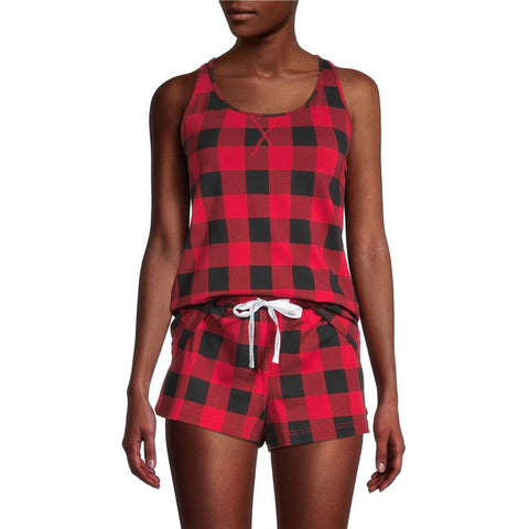 Calvin Klein 2-Piece Logo-Print Jersey Pajama Set - Plaid