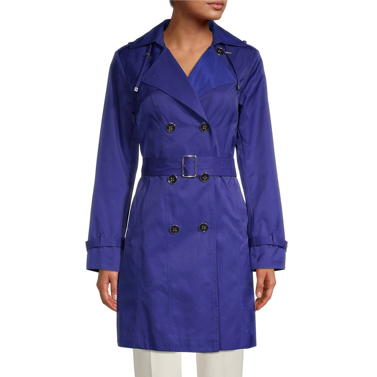 Cole Haan Double Breasted Hood Trench Coat - Cobalt - HIGHSTREET.CO.ZA