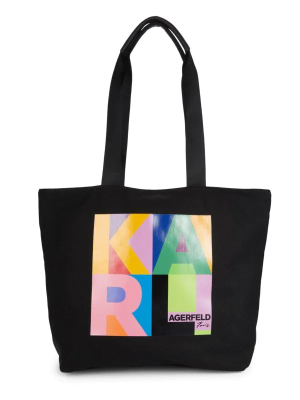 KARL LAGERFELD PARIS CANVAS BLOCK PRINT BAG