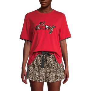 DKNY 2-Piece Logo Pajama Set - Red/Animal Print