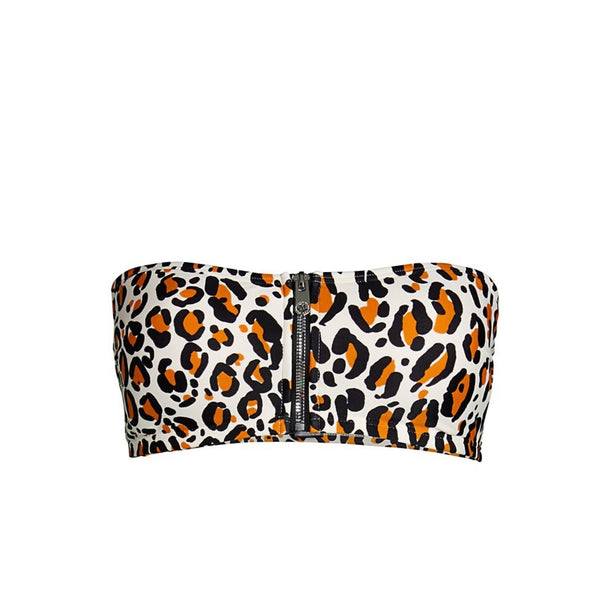DKNY Leopard Zip-Front Bikini Top - Golden Oak
