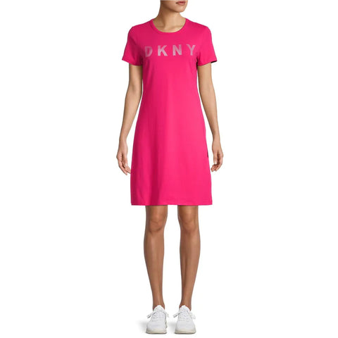 DKNY Logo T-Shirt Dress - Beetroot