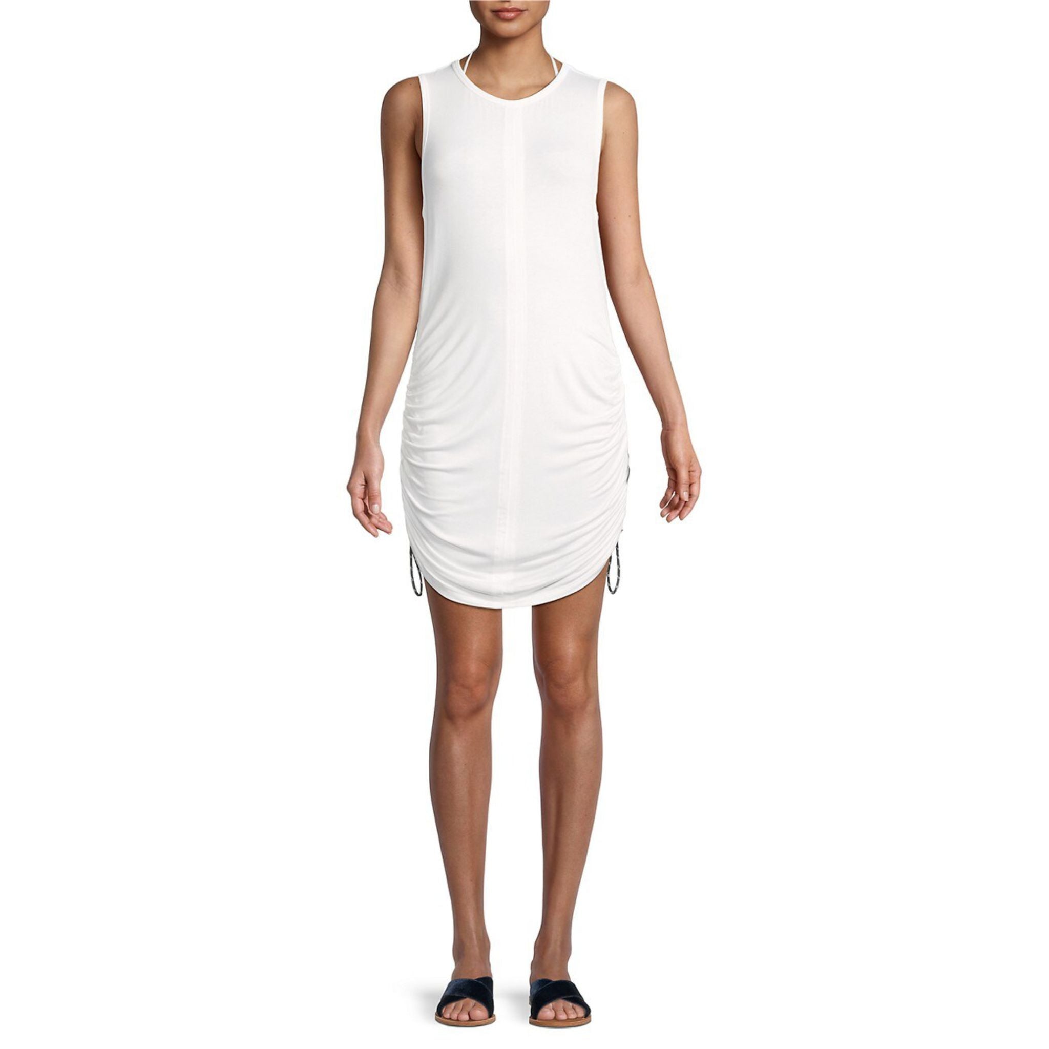 DKNY Ruched Coverup Dress - White