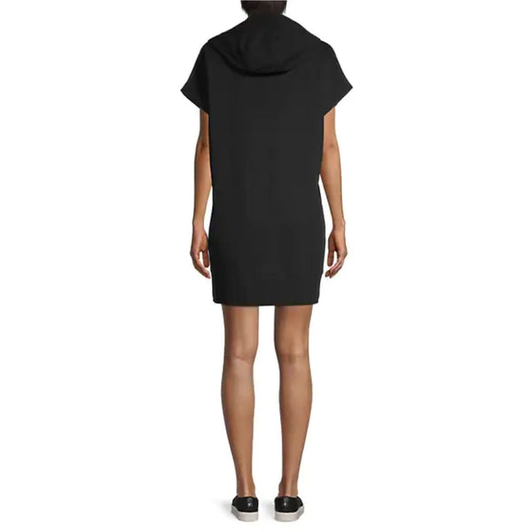 DKNY Sport Drop Shadow Logo Hooded Mini Dress - Black