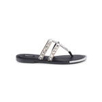 DKNY Studded Snakeskin-Print Thong Sandals - Black/Silver - HIGHSTREET.CO.ZA