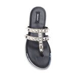 DKNY Studded Snakeskin-Print Thong Sandals - Black/Silver - HIGHSTREET.CO.ZA