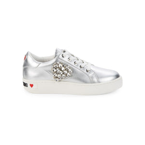 Love Moschino Heart Encrusted Leather Sneakers