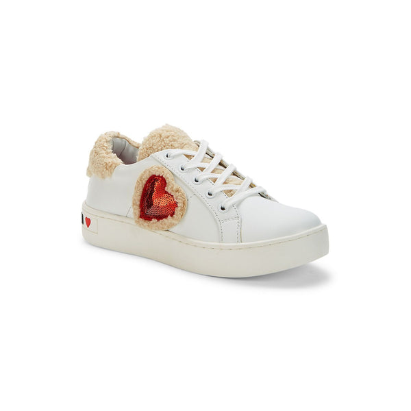 Love Moschino Leather, Shearling & Heart Sequin Sneakers