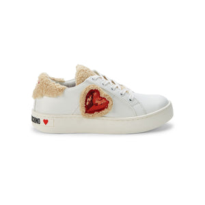 Love Moschino Leather, Shearling & Heart Sequin Sneakers