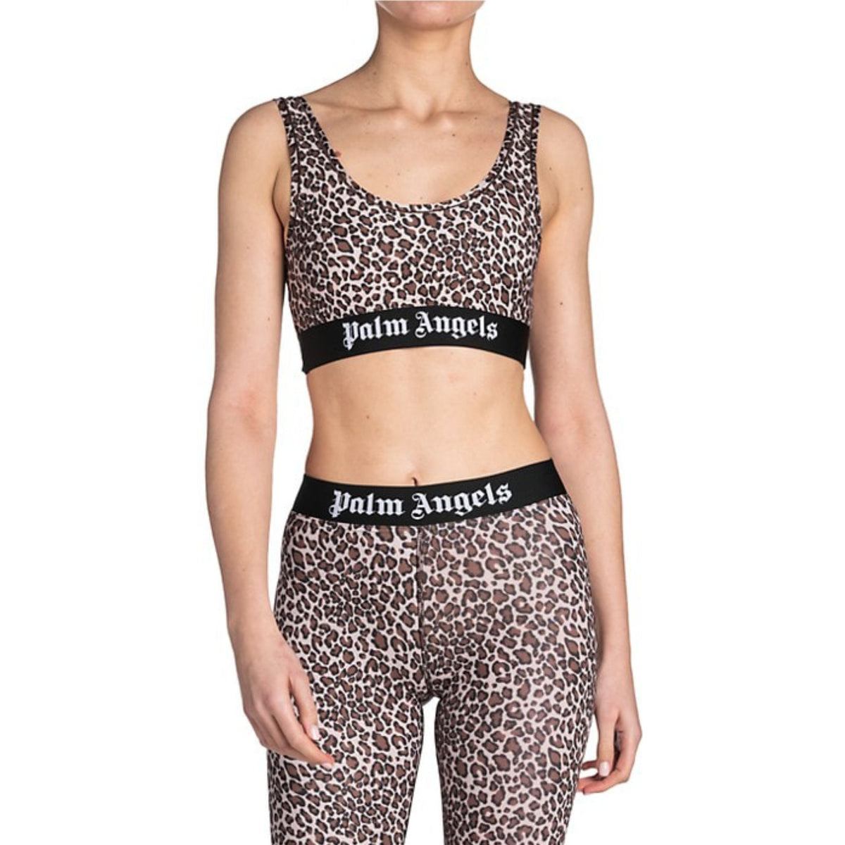 Palm Angels Leopard Print Logo Sport Bra - Leopard - HIGHSTREET.CO.ZA