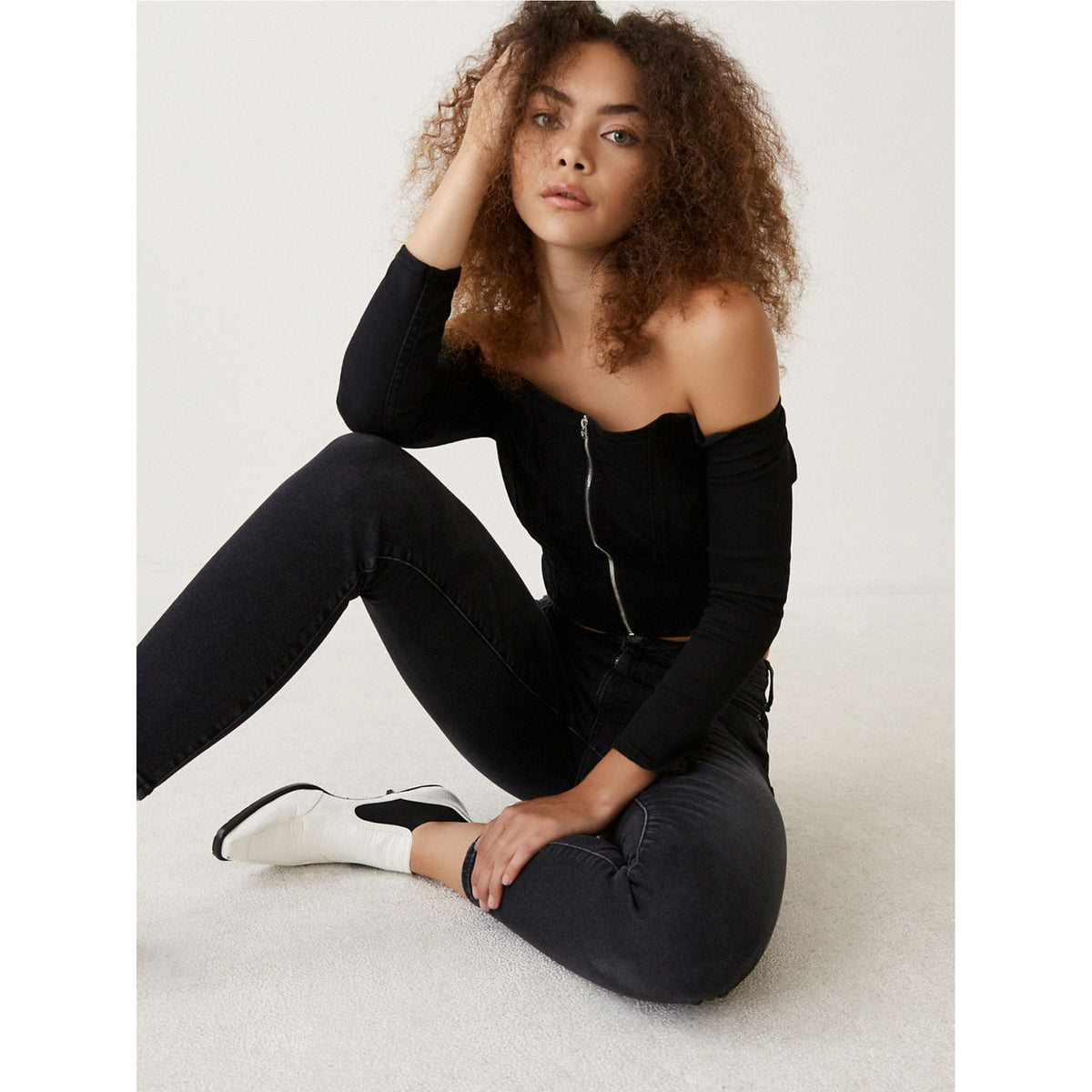 True Religion - Off Shoulder Zip Top - HIGHSTREET.CO.ZA