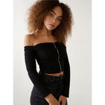 True Religion - Off Shoulder Zip Top - HIGHSTREET.CO.ZA