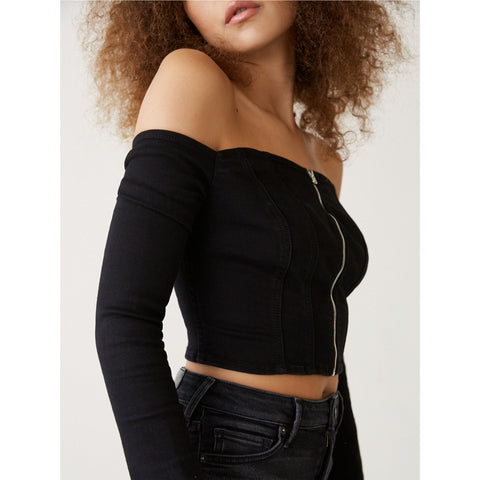 True Religion - Off Shoulder Zip Top - HIGHSTREET.CO.ZA