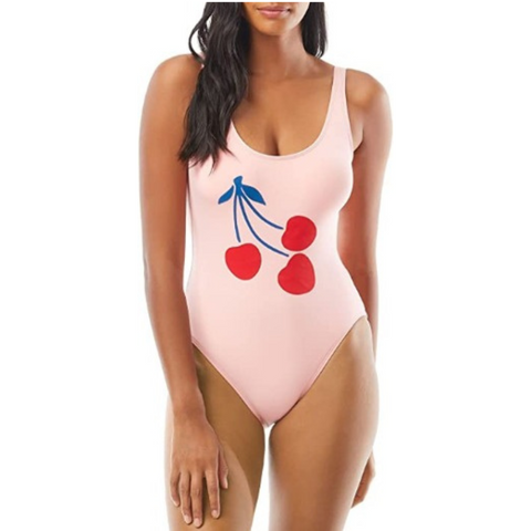 Kate Spade New York Cherry Toss Scoop Neck One Piece Swimsuit - Pink Sorbet