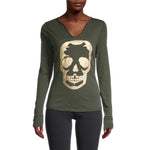 Zadig & Voltaire Tunisien Foil Skull Graphic Henley - Khaki - HIGHSTREET.CO.ZA