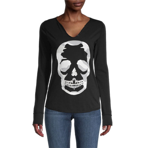 Zadig & Voltaire Tunisien Skull Top - Black/Silver