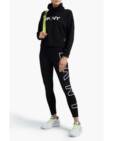 DKNY High-Waisted Logo Print Leggings - Black