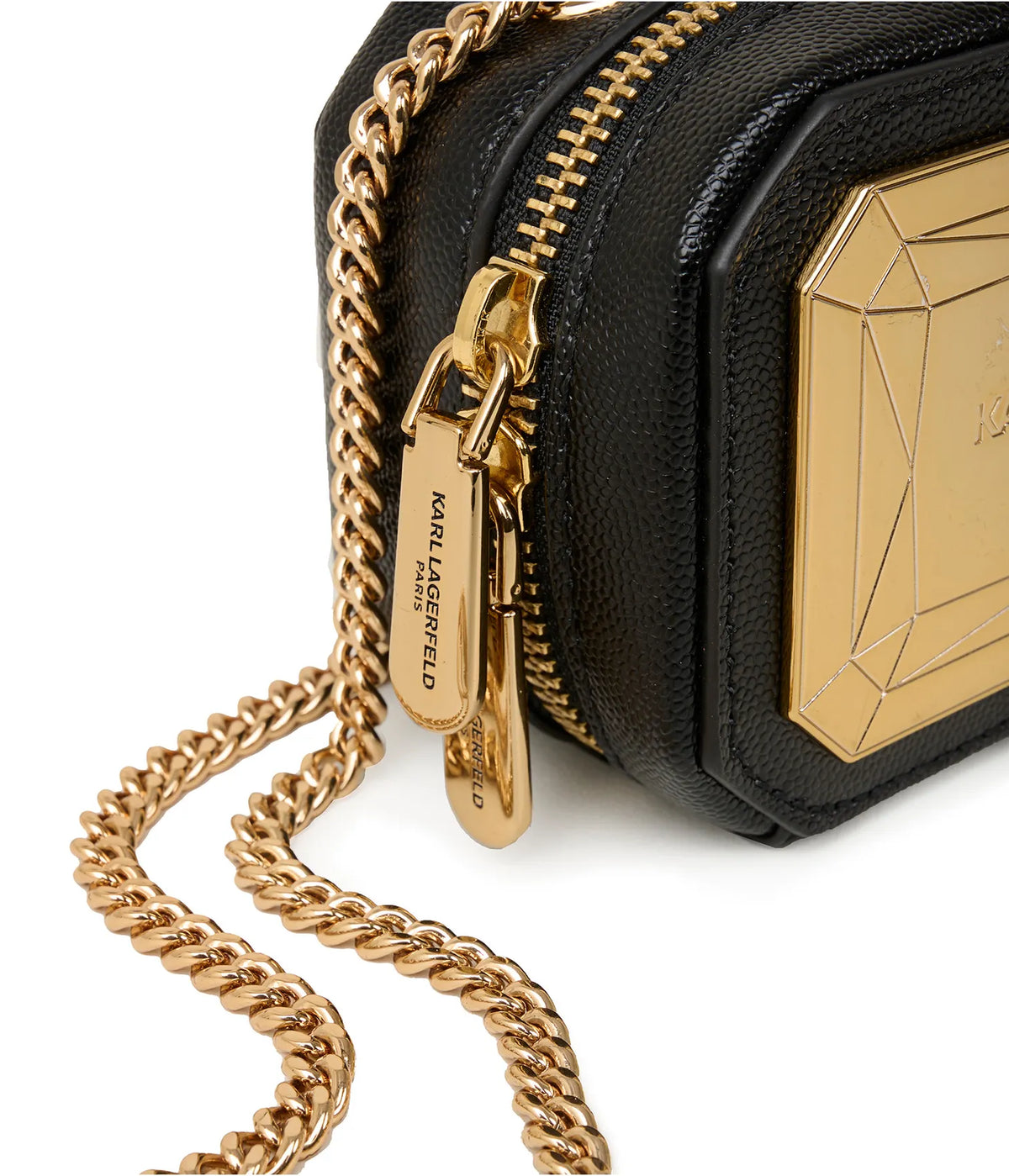 Karl Lagerfeld Kossette Gold Square Crossbody - Black/Gold - HIGHSTREET.CO.ZA