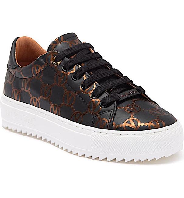 Valentino by Mario Valentino Beatrice Logo Leather Platform Sneakers - Black - HIGHSTREET.CO.ZA