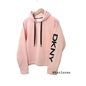 DKNY Sport Cotton Blend Logo Hoodie - Pink