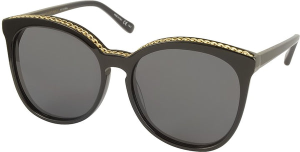 Stella McCartney Acetate Cat-Eye Woman's Sunglasses With Goldtone Chain - Black